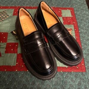 NWOT - IUY Black Oxfords for Women, Platform Chunky Penny Shoes, Size 8/8.5